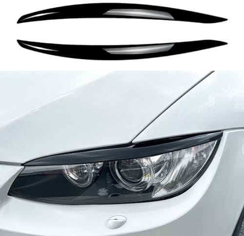 LGPBHSH Kompatibel mit BMW 3 Series E90 M3 E92 E93, 1 Paar Scheinwerfer Augenlid Augenbrauenabdeckung Scheinwerfer Augenbrauen Augenlider Dekorative,A Gloss Black