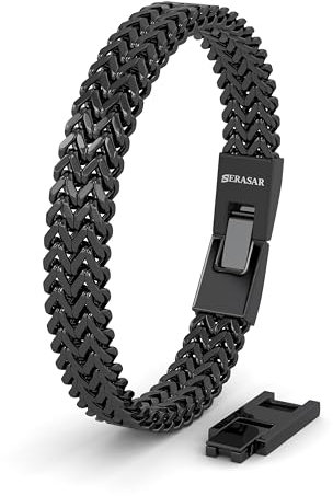 SERASAR Armband Herren Schwarz Männer Edelstahl Armreif Armschmuck Schmuck schmuck Armkette Flecht Stainless Steel Vatertag Jahrestag
