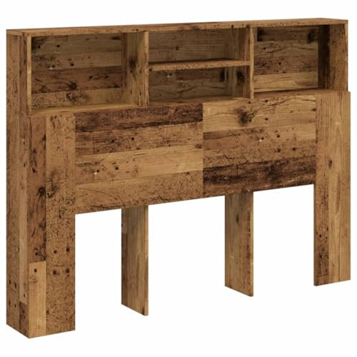 vidaXL Kopfteil, Bettkopfteil mit Stauraum, Schlafzimmer Kopfteil-Regal Wand-Kopfteil, Betthaupt, Altholz-Optik 140x19x103,5cm Holzwerkstoff