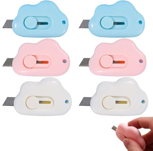 6 Stück Box Cutter, Cutter Standard, Mini Couteau Utilitaire, Mini Coupe-Papier Portable,Tragbar Kartonöffner Box Cutter für Pappe,Papier,Schachtel,Paket,Papierschnitt