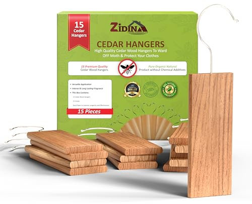 Zidina 15 Pack Cedarwood Moth Repellent for Wardrobes and Drawers – 100% Natural Hanging Cedar Blocks for Clothes Storage | Chemical-Free, Long-Lasting Moth Repellent for Clothes