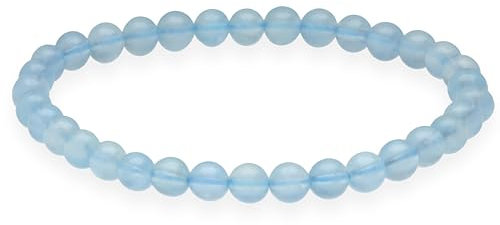 Lebensquelle Plus Kugelarmband | Perlen Armband 6 mm | Hochwertiges Edelsteinarmband | Natur Stein Edelsteinarmband dehnbar (Aquamarin)