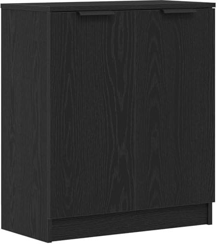 vidaXL Elegantes schwarzes Eichen-Sideboard Robuster Aufbewahrungsschrank 4 Fächer Moderner Matt-Finish Ideal für Esszimmer Wohnzimmer Buffet-Tisch Holzwerkstoff Möbel