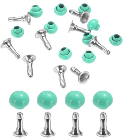 sourcing map 10 mini rivetti da 3 mm, a doppio tappo, in pelle, tubolari, in metallo, per vestiti, cucito, riparazione e decorazione di borse, colore: verde