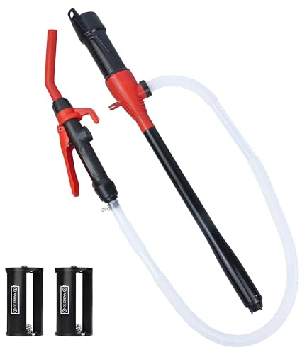Portable Power Battery Pump, Portable Transfer Pump, Battery Operated for Transferring Petrol, Heating Oil, Diesel and Water, 2.2 GPM, Manual Fuel Pump, Multi-Purpose Siphon Fuel Transfer Pump
