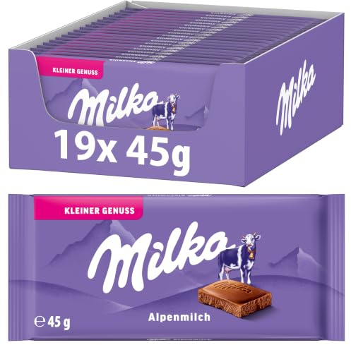 Milka Die Kleine Alpenmilch, Kleiner Genuss, 45 g (19er-Pack)