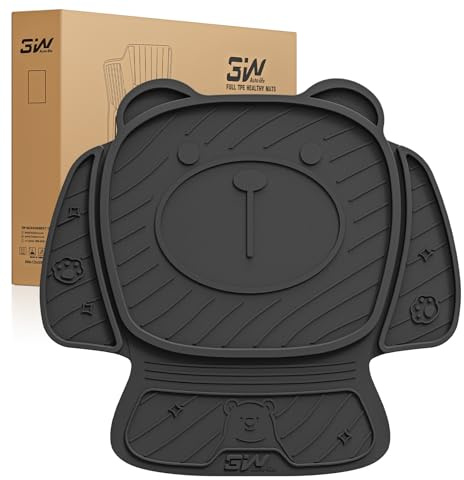 3W Kindersitzunterlage Autositzschoner, ISOFIX Sitzschoner Auto Kindersitz, Niedliches Bären-Design, Wasserdicht und rutschfest, Langlebige Autositzauflage Sitzschutz, Schwarz Auto Zubehör