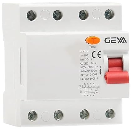 Interruptor AutomáTico Interruptor Diferencial Electromagnético De Seguridad GYL8 3 Fases + N RCD 4P 25A 40A 63A(4P 25A,100mA)