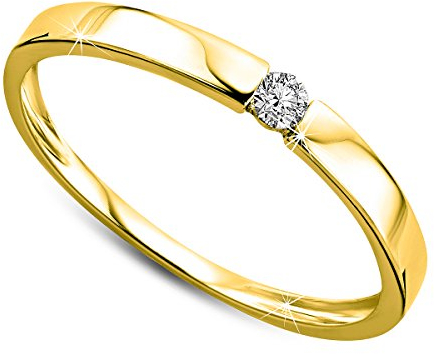 Orovi Ring für Damen Verlobungsring Gold Solitärring Diamantring 9 Karat (375) Brillianten 0.05ct Weißgold oder GelbGold Ring mit Diamanten