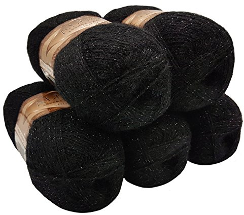 Alize Pailletten, Baumwolle, 500 g, einfarbig, 500 g, Tallique; Baumwolle mit 20% Wolle, Schwarz 60