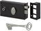 METALUX série 596 - Serrure en applique noire horizontale Pêne dormant et 1/2 tour avec clé L et gâche 140x82mm