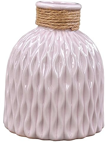 Bottle Shaped Vase Ceramic Decorative Vases Embossed Flower Arrange Display GIFT (Dusky Pink)