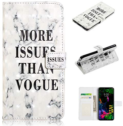 XFDSFDL® Schutzhülle für LG G8 ThinQ G820 (6,1 Zoll) PU Leder Hülle Flip Cover Vogue Marmor Muster mit Ständer Magnetverschluss Taschen Kartensteckplatz Brieftasche Handyhülle, 03