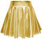 Damen Glänzend Höhe Taille Liquid Mini Rock Metallisch Elastische Taille A-Linien Pull On Skater Röcke (L, Gold)
