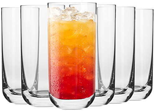 Krosno Longdrinkgläser Wassergläser Trinkgläser | Set von 6 | 360 ML | Glamour Kollektion | Perfekt für Zuhause, Restaurants und Partys | Spülmaschinenfest
