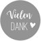 KuschelICH 50 Vielen Dank Papier-Aufkleber - Premium Sticker mit Herz - 5 cm Durchmesser (grau, 50 Stk)