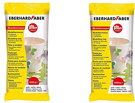 Eberhard Faber 570101 - Modelliermasse EFAPlast classic, 1 kg, weiß (2er Pack)