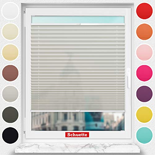 Schuette® Plissee mit Bohren zum Anschrauben ● Premium Kollektion: A Way Home (Silber) ● 20x120cm (Breite x Höhe) ● Suprafix Faltrollo Befestigung ● Bequeme Rollo Montage inkl. Video