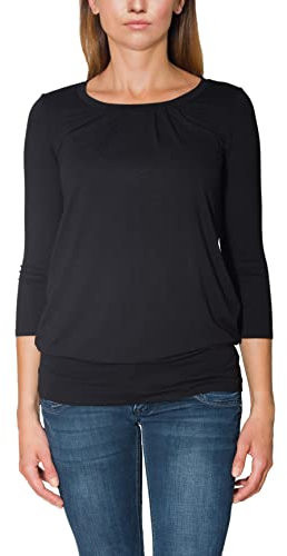 Alkato Damen Viskose Shirt 3/4 Arm Longshirt Top, Farbe: Schwarz, Größe: XXL