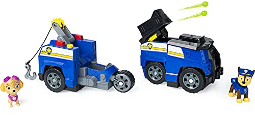 PAW Patrol 6056033 Chases 2 in 1 Split Second Polizeiwagen mit 2 Figuren