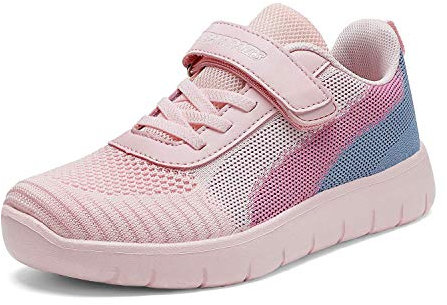 DREAM PAIRS Zapatillas Deportivas Sin Cordones para Niños Running Correr Antideslizantes Tranpirables Ligero con Suela de MD Antidesllizante,Size 36,Rosa/Gris/Azul,Zoom-K