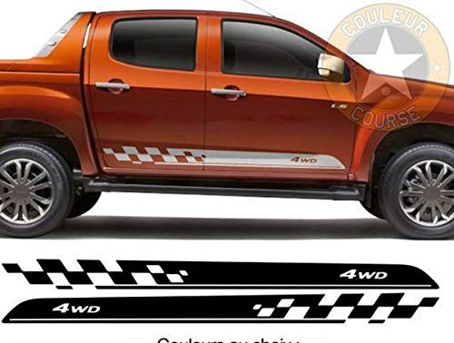 myrockshirt Seitenstreifen Set beidseitig 4WD Allrad Four Wheel Racing Rennfahne Typ2 ca.180cm Aufkleber,Sticker,Decal,Autoaufkleber,UV&Waschanlagenfest,Profi-Qualität