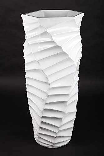 point home Blumentopf, Pflanzkübel, Pflanzgefäß aus Fiberglas, weiß, 91cm - für Innen