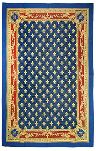 Belgian Tapestries gewebte Tischdecke Wandbehang Gobelin Fleur de LYS 215 x 137cm