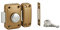 THIRARD - Verrou double entrée Apache avec gâche à encastrer pour porte d'entrée, cylindre 45mm, acier, 3 clés, époxy or