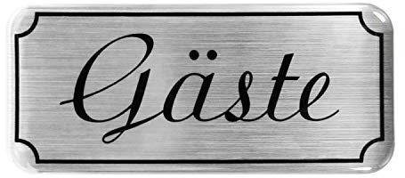 BIKE-label Türschild 3D Aufkleber 80 x 35 mm Alu Optik Gäste Hinweisschild 900043