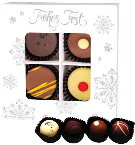 Hallingers Manufaktur Pralinen Weihnachten Geschenk handgemacht teils mit Alkohol aus Edelkakao Schokolade - Made in Germany