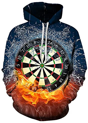 HUUDNHYK Mode Darts Turntable Druck Herren 3D-Druck Hoodie Kordelzug große Taschen Cooler Mode Hoodie