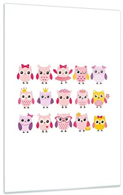 Bilder auf Glas 70x100cm Glasbild Eule süß spaß dekoration Groß Wanddeko Bild im Glas Schlafzimmer Küche Deko Wandbilder Dekoration Wohnzimmer Modern Wall Decor Wand Kunstdruck Art GPA70x100-2845