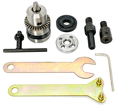 Electric Drill Chuck Angle Grinder Wheel Mandrel Adapter Disc Holder Spanner Shaft Connecting Rod 1/5-3/8inch Motor Shaft Coupler DIY Mini Saw Table Electrical Tool Fit for 5mm Shaft 775 795 895 Motor