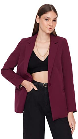 TRENDYOL Blazer uni à Double Boutonnage pour Femme Manteau, Lilas, 36