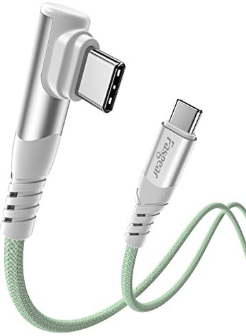 Fasgear Cavo USB C a USB C da 100 W - 1,8 m USB 2.0 tipo C a tipo C PD 5 A Ricarica Rapida ad angolo retto compatibile con i-Pad Air 5 2021, Google Pixel Slate, Mac-Book Air Surface Go (Verde)