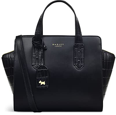 RADLEY London Cheshire Street Zip Around Grab Handbag for Women, Made from Leather with Mock Croc-textured Trims, Winged Shape Handbags with Top Handles & Detachable Cross Body Strap