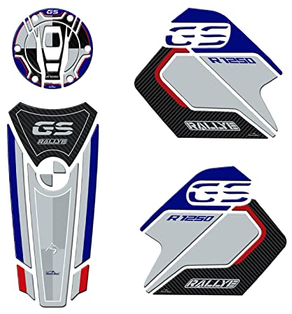 Resin Bike Aufkleber für Motorrad Kompatibel mit Bmw R 1250 GS Adventure Rallye 2021-2024. Tankabdeckung und Tankdeckelschutz vor Stößen und Kratzern. 3D-Harzklebstoff Set – Stickers - Made in Italy