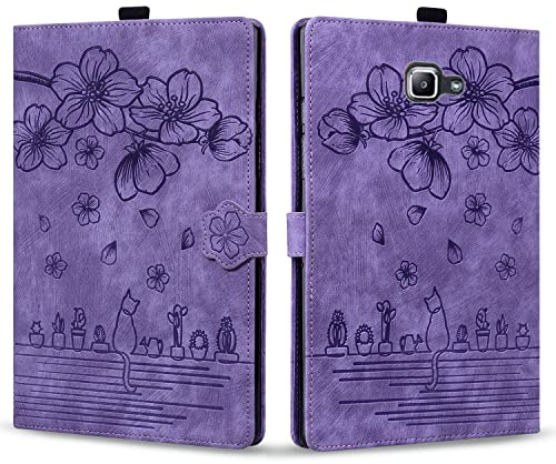Rosbtib Funda para Samsung Galaxy Tab A 2016 10.1 (SM-T580/ T585), Flip Cover Magnética Ranuras para Tarjetas PU Cuero Cover Galaxy Tab A6 10.1, Púrpura