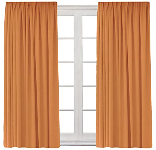 2 Stück Vorhänge Verdunkelungsvorhänge 140x245cm Gardine Blickdicht - Kräuselband Gardinen Verdunkelung Vorhang Verdunkelungsgardine Wohnzimmer Schlafzimmer Kälteschutz (2, Orange)