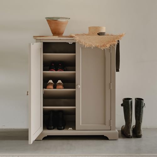 Florence Shoe Storage Cabinet | Wooden Shoe Rack | Truffle Hallway Shoe Organiser with 2 Doors | Fully Assembled Shoe Storage Unit | Hallway Entryway Furniture