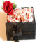 NARAMAKI® Idea Regalo Pasqua 2025 e Festa della Mamma 2025 - Scatola Elegante + 180gr Raffaello Rocher + Rosa Decorativa Rossa (SCATOLA CON RAFFAELLO)