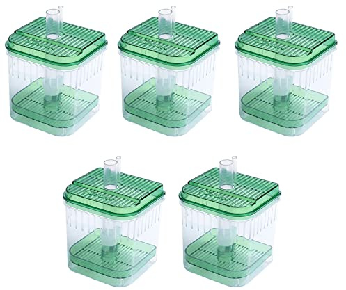 Lodokdre 5 x Plastic Square Aquarium Filter Bottom Box Transparent Green