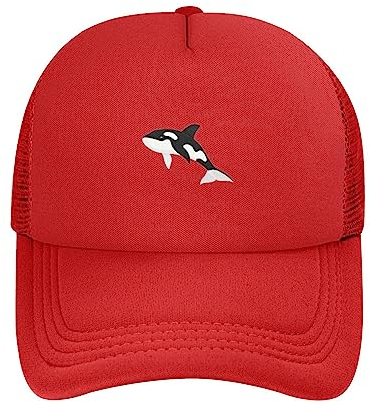 VACSAX Mesh-Baseballkappe, Sommer, Baseballmütze, Killer-Wal-, Delfin-, Ozeanaufdruck, Trucker-Mütze, rot, One size