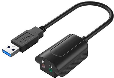 Tweovnai Carte Son USB 7.1 Microphone Casque Adaptateur Audio Carte Son Filaire pour Ordinateur TV Projecteur Carte Son Externe