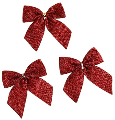 Wambere 20 Stück Schleifen Weihnachtsbaum,Weihnachtsschleife Dekoschleife Glöckchen Weihnachtsbaumschmuck Zierschleifen Dekoration für Christbaumschmuck Hochzeit Geburtstag Weihnachten,Rot