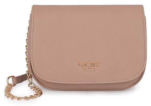 Princely London Satteltasche Betty Braun– Elegante Schultertasche im Satteltaschen-Stil aus Hochwertigem Veganem Leder – Perfekt für Alltag, Büro und Freizeit (Cappuccino/Braun)