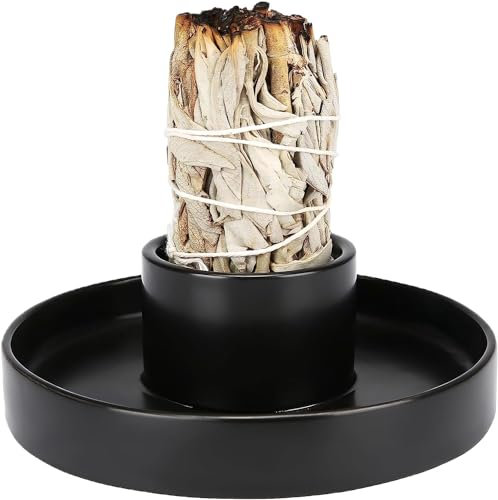 Bruciatore in ceramica bianca a forma di salvia, porta incenso Palo Santo, porta salvia, ciotola per pulizia e meditazione (salvia non inclusa)