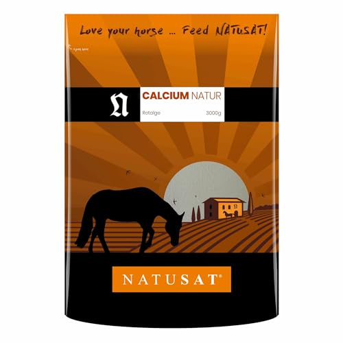 NATUSAT Calcium natur Rotalge - Ergänzungsfuttermittel, Unterstützt die Magenschleimhaut und das Magenmilieu, bei stressbedingter Sensibilität, frei von Zusätzen und Konservierungsmitteln (3000 g)