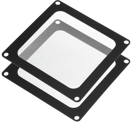 sourcing map 2PCS PC Dust Filter, 90x90mm Magnetic Frame Nylon Computer Case Cooler Dustproof Mesh Cover Fan Grills for Computer Chassis Speakers, Black